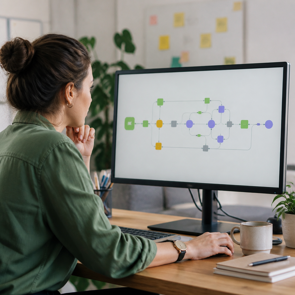 Concepto visual de automatización de tareas de oficina