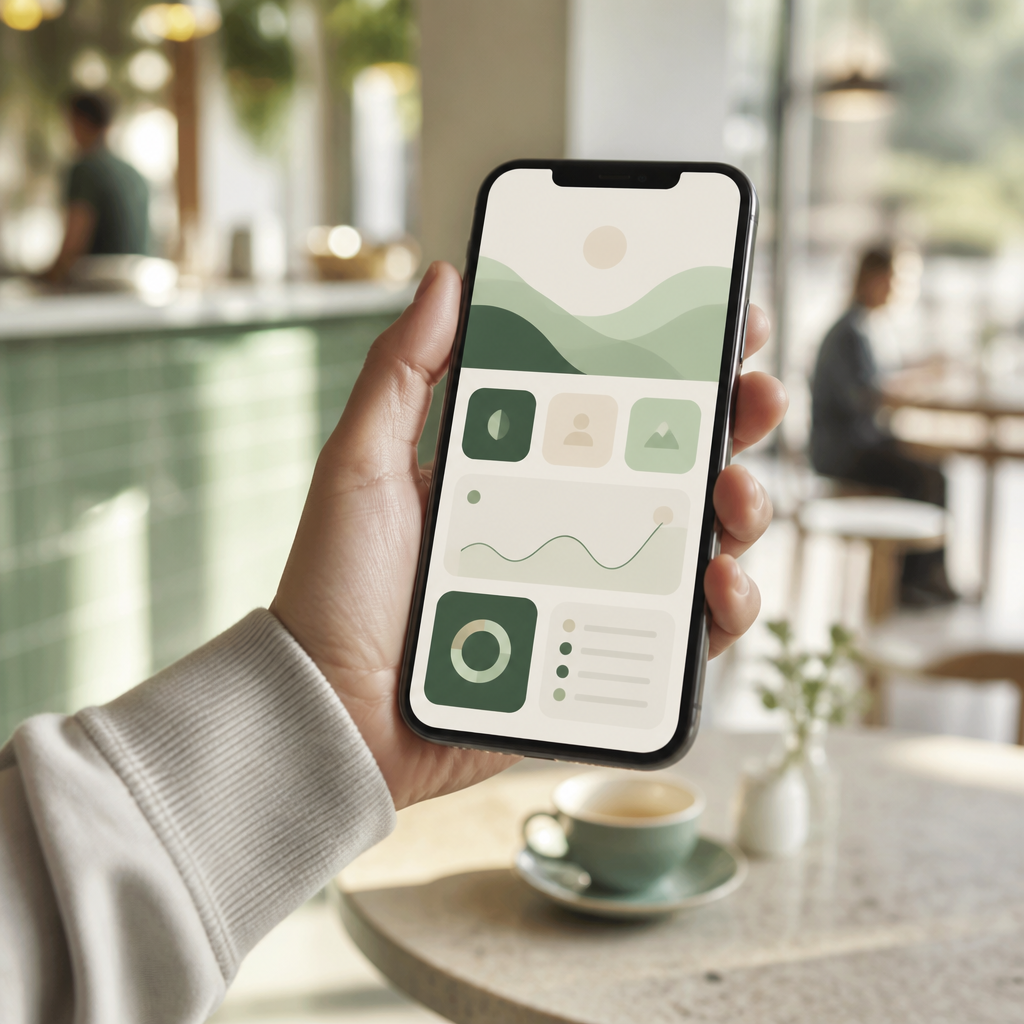 Teléfono inteligente mostrando una interfaz móvil moderna